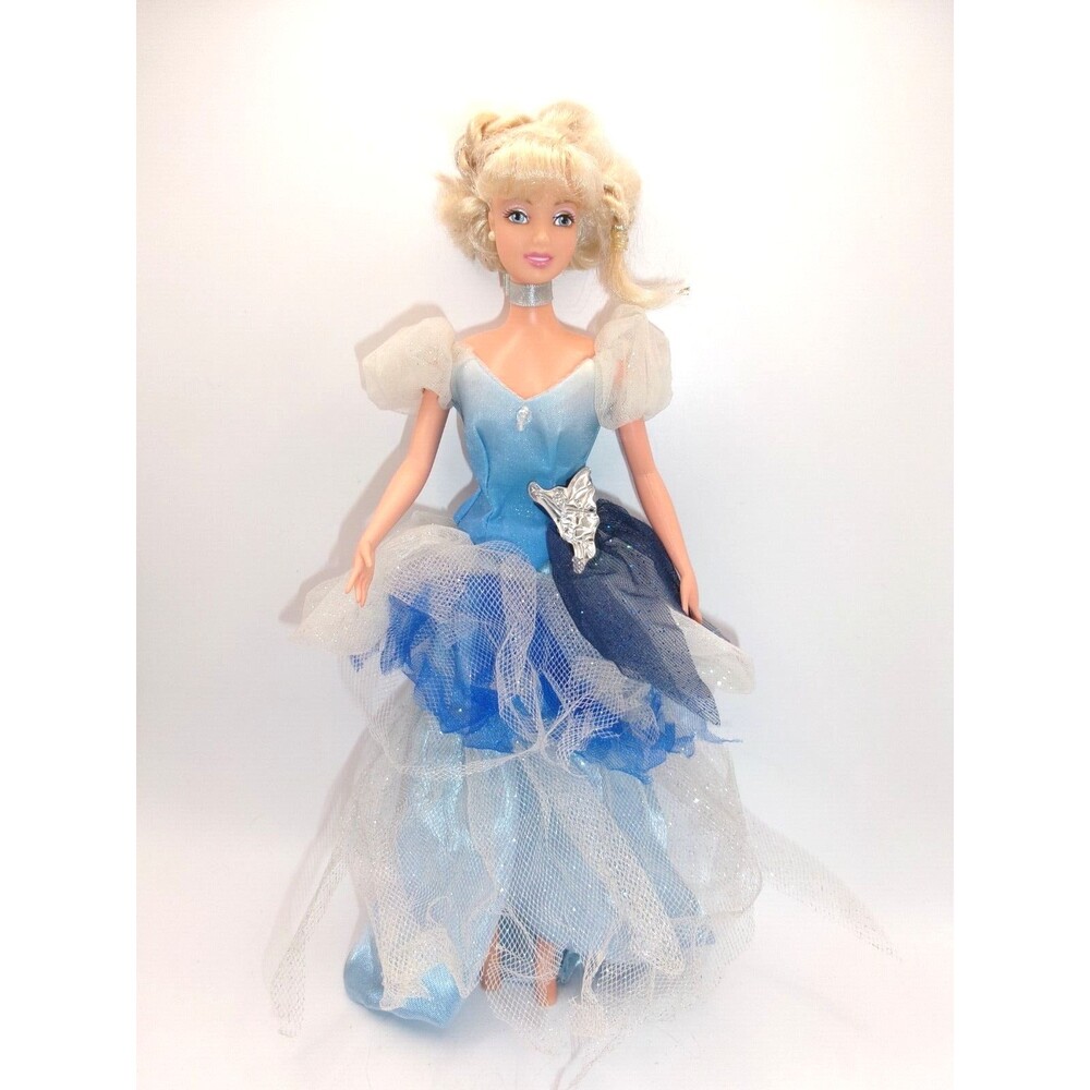 Disney Store Exclusive Cinderella Doll Princess in 2 Piece Blue Dress Netting